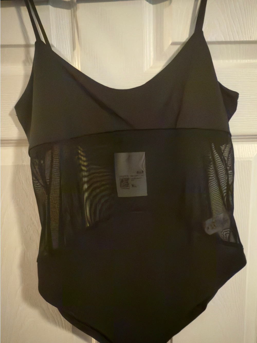 Forever 21 Black Sheer Panel Spaghetti Strap Bodysuit
